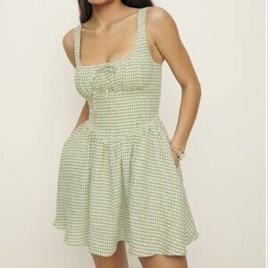 Reformation Daria Linen Dress Green - Size 0